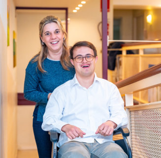 wife and husband smiling